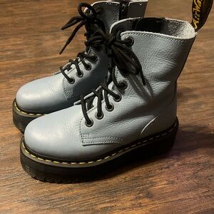 Dr. Martens Black and Blue Combat Platform Boots